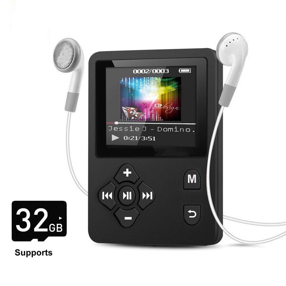 TSV MP3 Player, Portable Sound Music Player with FM Radio, Voice