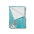 thumbnail image 2 of Narwhal Soft Flannel Fleece Blanket, Cartoon Style Drawing of an Arctic Narwhal Whale with White Spots Aquatic, Cozy Plush for Indoor and Outdoor Use, 60" x 80", Seafoam Grey White, by Ambesonne, 2 of 5