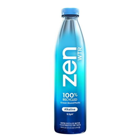 ZenWTR Alkaline Water, Vapor Distilled 9.5pH, 1 Liter, Recycled Plastic Bottle