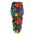 thumbnail image 5 of Xoenoiee Colorful Dog Paw Print Kaftan Dresses for Women Plus Size V-Neck Swimsuit Cover Up Casual Caftan Maxi Beach Dress with Side Slits, Soft Mumu Dresses Loungewear, 5 of 7