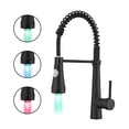 thumbnail image 2 of Kitchen Faucet with Sprayer, Modern Single Handle Pull Down Sprayer Spring Matte Black Kitchen Sink Faucet with LED Light, 2 of 6