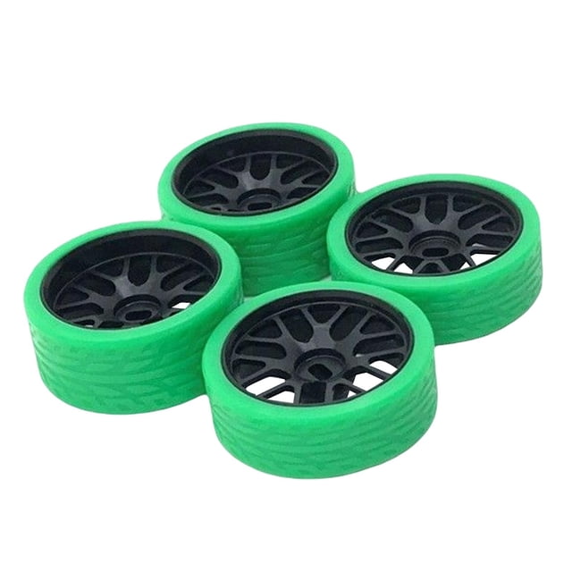 lionlar 1:28 RC Car Wheel Rim Tires Accessories for RM02 Iw02 Model Buggy Crawler , Green