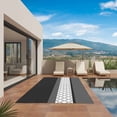 thumbnail image 3 of Black Morocco Outdoor Rug for Patio/Deck/Porch, Non-Slip Large Area Rug 5 x 8 Ft, Grey Striped Middle Century Patterned Indoor Outdoor Rugs Washable Area Rugs, Reversible Camping Rug Carpet Runner, 3 of 8