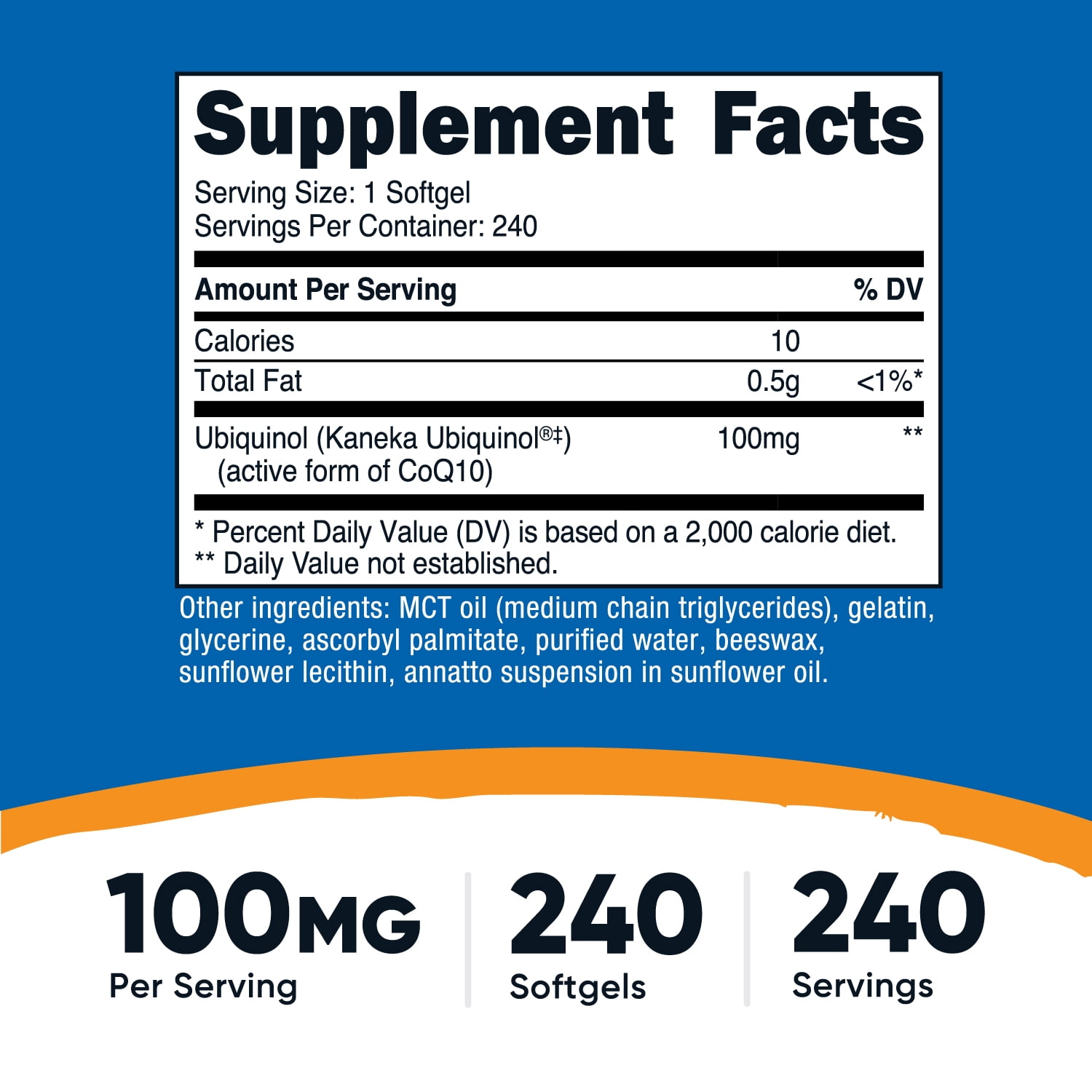 Nutricost Ubiquinol Softgels (100mg, 240 Softgels) - Superior Absorption Antioxidant | Active Form of CoQ10 - Gluten Free, Non-GMO