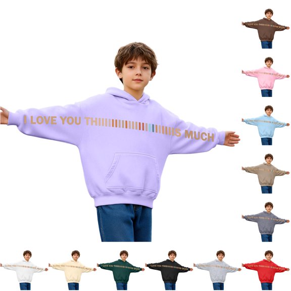 Gyujnb Graphic Text Hoodie, Heat Retention Design, Oversized Fit, Great for Daily Wear (Unisex),6-7 Years