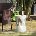 thumbnail image 3 of LuxenHome Speckled Off White Modern Spade Round 17-Inch Tall Cement Side Table, Indoor and Outdoor, 3 of 6