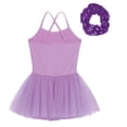 thumbnail image 3 of dPois 2Pcs Grils Ballet Dance Leotard Sequins Tutu Dress Ballerina Dance Costume Kids Gymnastics Purple M, 3 of 7