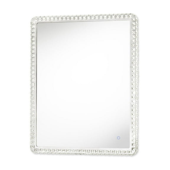 NOVA of California Marilyn Illuminated Rectangular Wall Mirror - 40", Chrome, Touch Dimmer