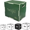 Yes4All 3-in-1 Wooden Plyo Box, Non Slip Surface with Hex Grip, Three Different Height, 24" 20" 16", Green Color
