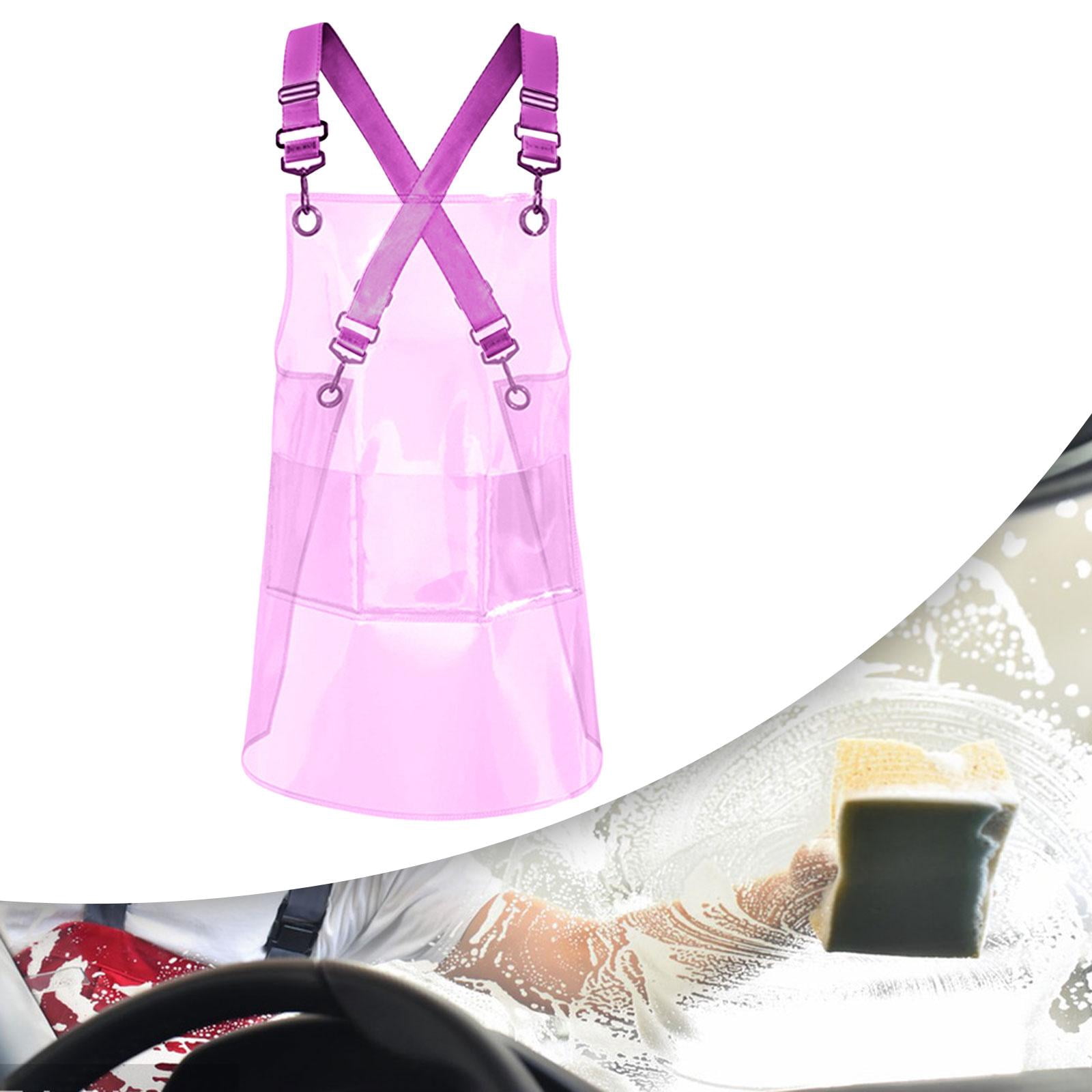 Fiocias Transparent Apron Hair Stylist Apron Gardening Chef Apron with Pocket for Flower Pink 80cm