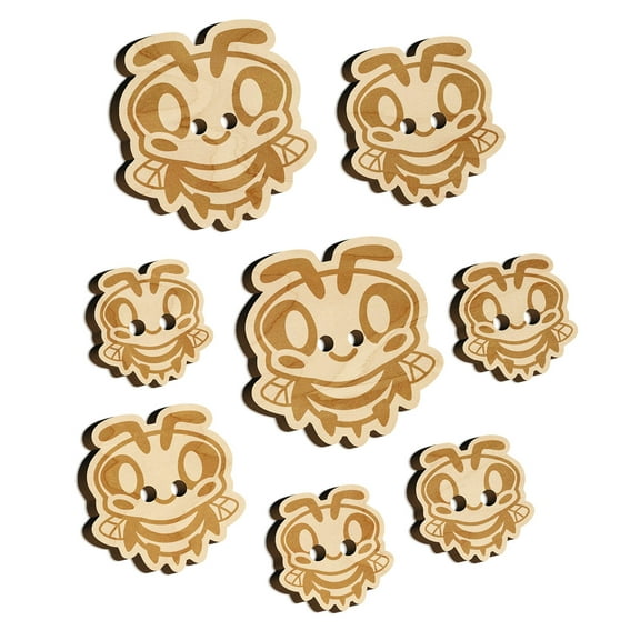 Cute Bee Happy Wood Buttons for Crochet Knitting Sewing DIY Craft - 1.00 Inch Medium (7pcs)