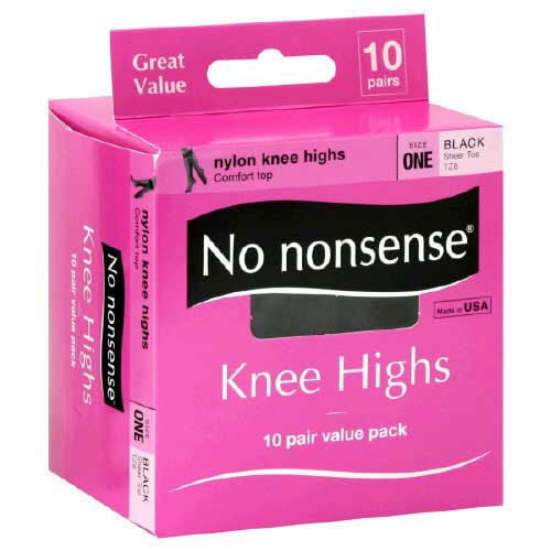 No nonsense No Nonsense Knee Highs, Sheer Toe, Size One, Black