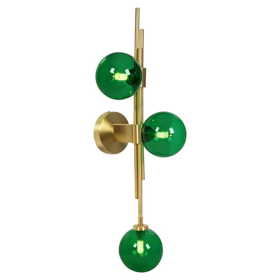 TOOL1SHOoo Mid-Century Green & Gold Globe Wall Sconce with Glass Shade