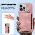 thumbnail image 7 of ELEHOLD for iPhone 14 6.1 inch Luxury Zipper Wallet Case with Card Slots Zipper Pocket Kickstand Function Wriststrap Crossbody Shoulder Strap Shockproof Purse Case,Pink, 7 of 7