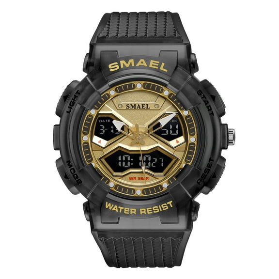 SMAEL Digital Quartz Movement Dual Display Wristwatches for Mens LED Electronic Wristwatch Male Sports Stopwatches Alarm Watch