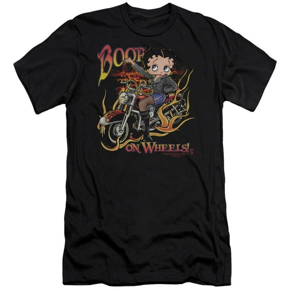 Betty Boop On Wheels S/S Adult 30/1 T-Shirt Black