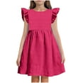 thumbnail image 3 of Teen Girl Dresses Flutter Sleeve Tiered Swing A-Line Summer Pink Dress Girls Birthday Girl Dress Girls Party Dress, 3 of 4