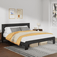 thumbnail image 5 of King Size Farmhouse Wooden Bed Frame with Headboard, Rustic Platform Bed with Silent Wood Slat System, No Box Spring Needed, Rustic Black, 5 of 10