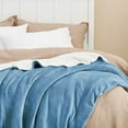 thumbnail image 3 of Sherpa Fleece Blankets Queen Size for Bed - Thick and Warm Blanket for Winter, Soft Fuzzy Plush Queen Blanket for All Seasons, Washed Blue, 90x90 Inches, 3 of 9