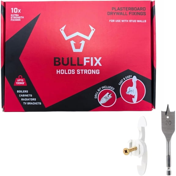 Bullfix Extra Heavy Duty Drywall Anchors, Holds up to 293lbs, Hollow Wall Anchor Mount Set with Screws Included, Steel - 10 Starter pack