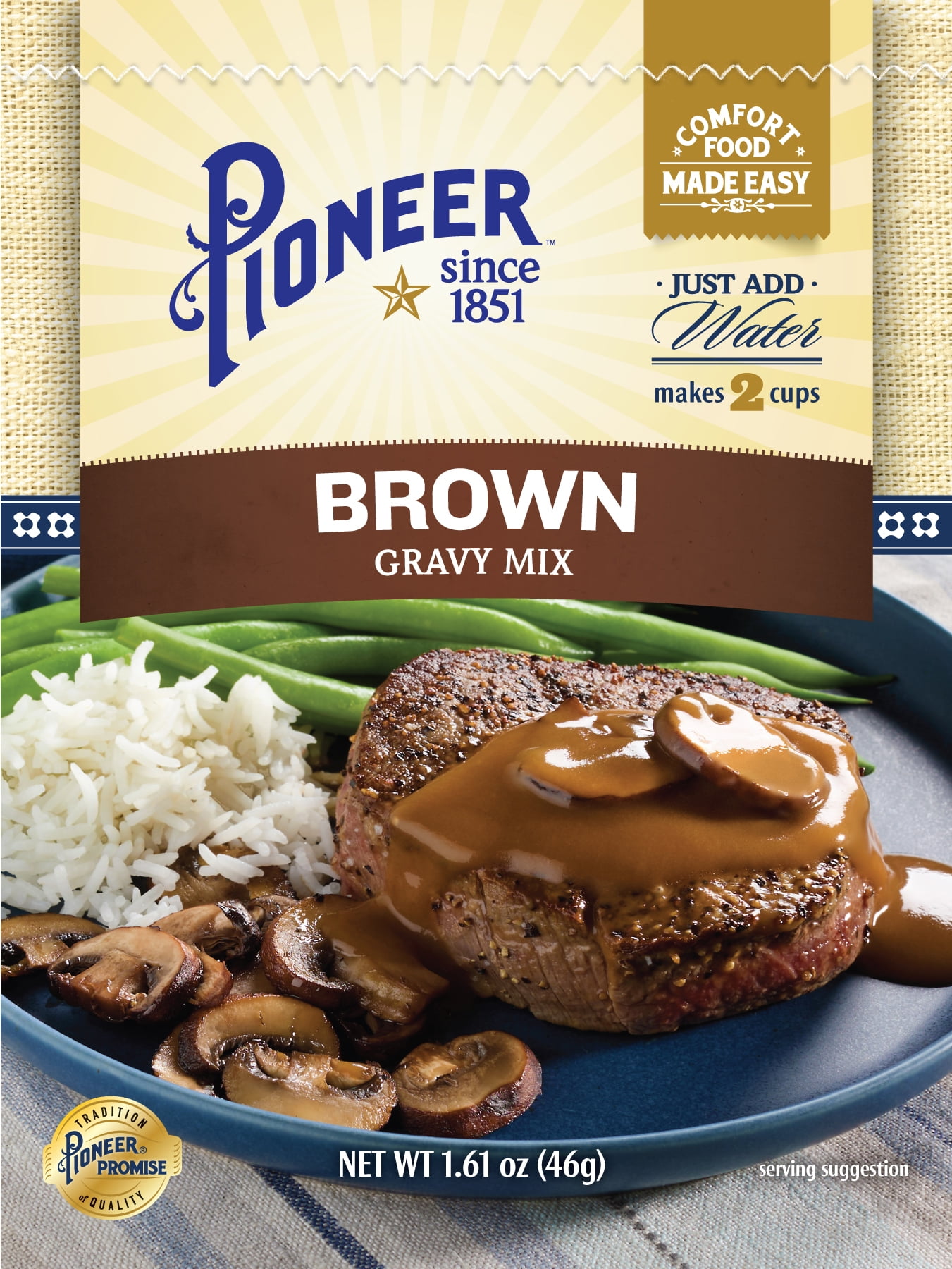 (12 pack) Pioneer Brown Gravy Mix, 1.61 oz – Makes 2 Cups of Rich, Savory Gravy – Just Add Water for a Quick, Delicious Meal Addition