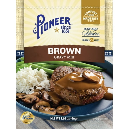 Pioneer Brown Gravy Mix, 1.61 oz – Makes 2 Cups of Rich, Savory Gravy – Just Add Water for a Quick, Delicious Meal Addition