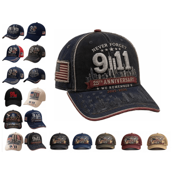Unisex 9/11 Incident Hat, 911 Memorial We Will Never Forget Cap, Patriotic American Flag Baseball Cap, USA Anniversary Hat, 25th Anniversary 911 Cap(K)