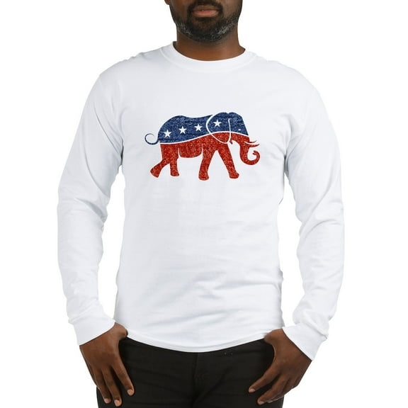 CafePress - Glitter Republican Elephant Long Sleeve T Shirt - Unisex Cotton Long Sleeve T-Shirt
