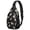 Bulldog and Paw Dog Print Black Pattern, variant on Labrador Retriever and Dog Paw Print Sling Backpack, Unisex Cycling Crossbody Bag with Side Mesh Pockets, Adjustable Ambidextrous Strap Gift Ideas for Hiking Cycling Walking