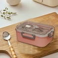 thumbnail image 4 of Bento box adulto 1100 ml, lonchera para preparar comidas, diseño de 2 niveles, acero inoxidable, plegable, portátil, para uso en la oficina, 4 of 9