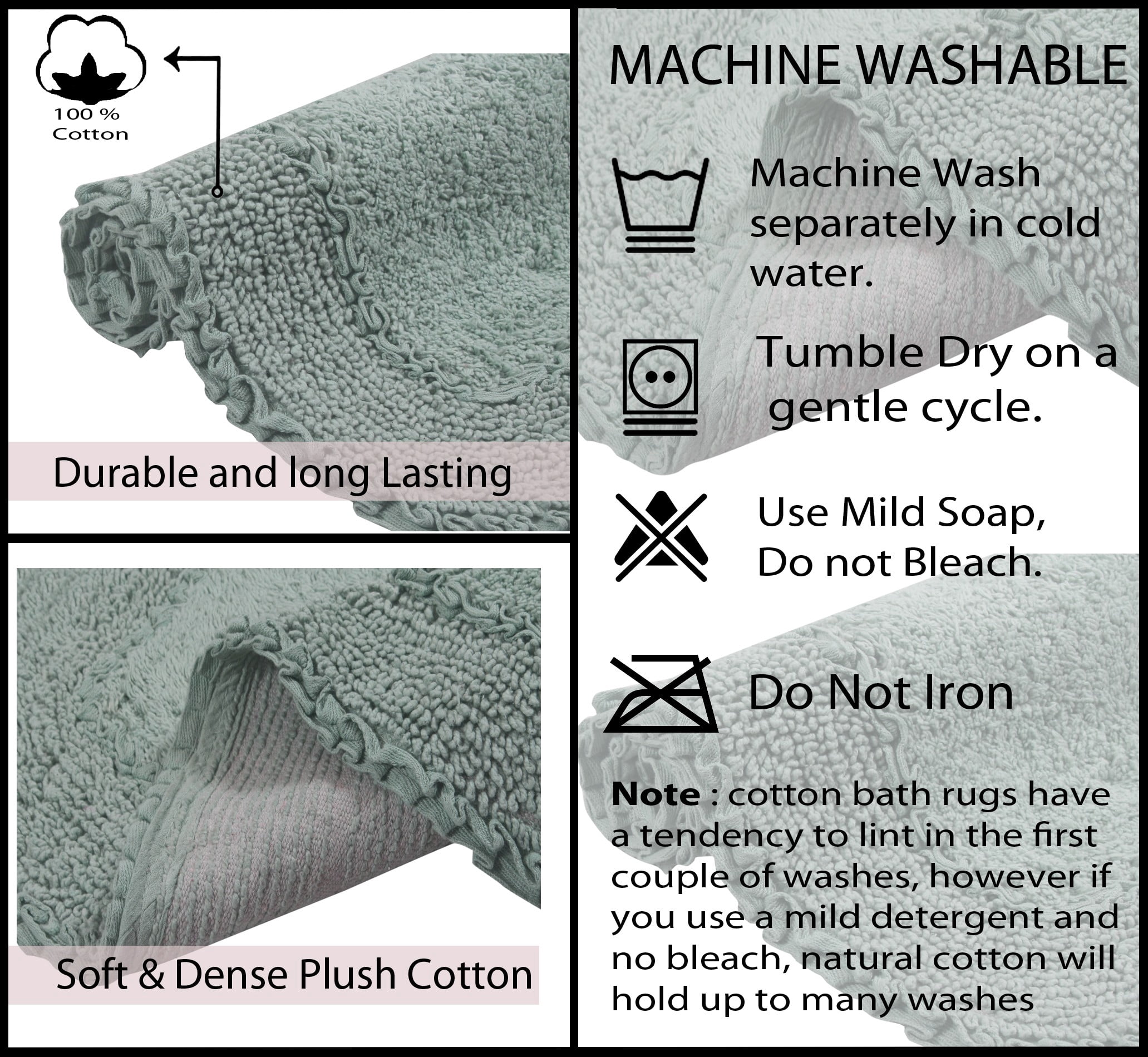 Home Weavers Radiant Collection Bathroom Rug 100% Cotton Bathroom Rugs Set, Washable Rug, Soft Cotton Soft & Absorbent bath Rug, Kitchen Mat, Bath Rug, Bath Floor Mat Non Slip, 21"x54" Runner, Blue