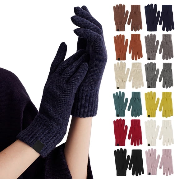 Winter Knit Gloves For Men Women Screen Texting Gloves Warm Knitted Glove For Outdoor Soft Elastic