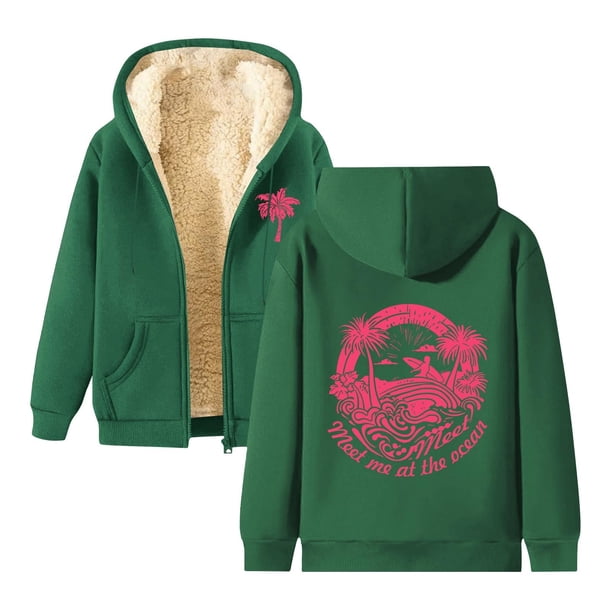 WILLBEST Sudadera con Capucha para Mujer, Estilo Otoño/Invierno, con Estampado Cómodo y Cremallera Gruesa Grande