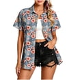 thumbnail image 2 of Juesizh Hawaiian Shirts for Women Plus Size Summer Tops Trendy Casual Button Down Casual Print T Shirts, S-5XL, 2 of 6