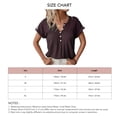 thumbnail image 6 of Short Sleeve Blouse Button V Neck Pleated Design Pure Color Casual Women Summer Top for Office Daily Shopping Brown M, 6 of 6