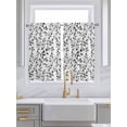 thumbnail image 2 of Kitchen Curtains 45 Inches length, Black Eucalyptus Leaves Window Treatment Curtain Drapes, Summer Botanical Watercolor Retro Lightweight Window Panels for Living Room Bedroom, 52"x45", 2 Panels, 2 of 7