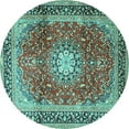 thumbnail image 1 of Ahgly Company Machine Washable Indoor Round Persian Turquoise Blue Traditional Area Rugs, 5' Round, 1 of 4