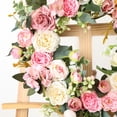 thumbnail image 4 of Spring Decor,17.72In Front Door Wreath Artificial Green Leaves Flowers Effortless Upkeep Fresh Visual Effect Multi-Scene Decor for Indoor Outdoor Party Home Garden Wall Window Fireplace Decors, 4 of 9