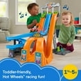thumbnail image 4 of Little People Hot Wheels Track Playset Racing Loops Tower with 2 Toy Cars For Toddlers Ages 18 months and up, 4 of 8