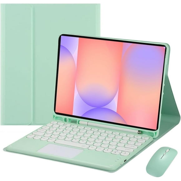 Touch Keyboard Case for Samsung Galaxy Tab S10 Lite/ S10 FE/ S9 FE 10.9 Inch/Tab S9 11 Inch, with Mouse - Magnetically Detachable Touch Bluetooth Keyboard