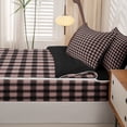 thumbnail image 5 of Manfei Classic Plaid Zipper Full Size Comforter Sets with Fitted Sheet and 2 Pillowcases,Vintage Check Zipper Bedding Set,Black Pink,Black Reversible,4pcs, 5 of 8