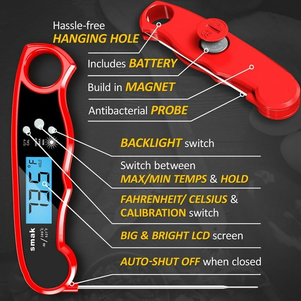 Smalibal Digital Meat Thermometer, Battery Powered Waterproof