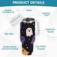 thumbnail image 2 of Yayeee 40oz Stainless Steel Tumbler with Straw and Handle Double-Wall Insulated Travel Water Bottle, Orange Halloween Ghosts, 2 of 8