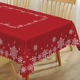 thumbnail image 5 of 60x84inches Christmas Tablecloth Red and White Snowflakes Decorative Table Cloth Washable and Wrinkle Resistant Fabric Table Cover for Kitchen Dining Winter Holiday Xmas New Year Party Decor, 5 of 7