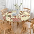 thumbnail image 3 of Pioneer Flower Floral Print Pattern Round Fitted Tablecloth with Elastic Edge,Dining Table Cover Waterproof,Outdoor Round Tablecloth for Camping,Dining,Indoor and Outdoor, 3 of 7