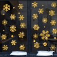 thumbnail image 3 of Adhesivos de pared para ventana de Navidad, copos de nieve, árbol de Navidad, Reno, calcomanías doradas con purpurina para decoraciones navideñas para fiestas en casa Fason HZ-054, 3 of 7