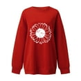 thumbnail image 4 of Ketyyh-chn99 Women Top Round Neck Long Sleeve Sweatshirt Top Pullover Tunic Shirt Red,L, 4 of 5