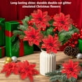 thumbnail image 6 of BYXAS 20 Pcs Christmas Artificial Poinsettia Flowers 5.9" Glitter Poinsettias Flowers with Clips for Christmas Tree DIY Xmas Wreath Party New Year Decor (Red), 6 of 11