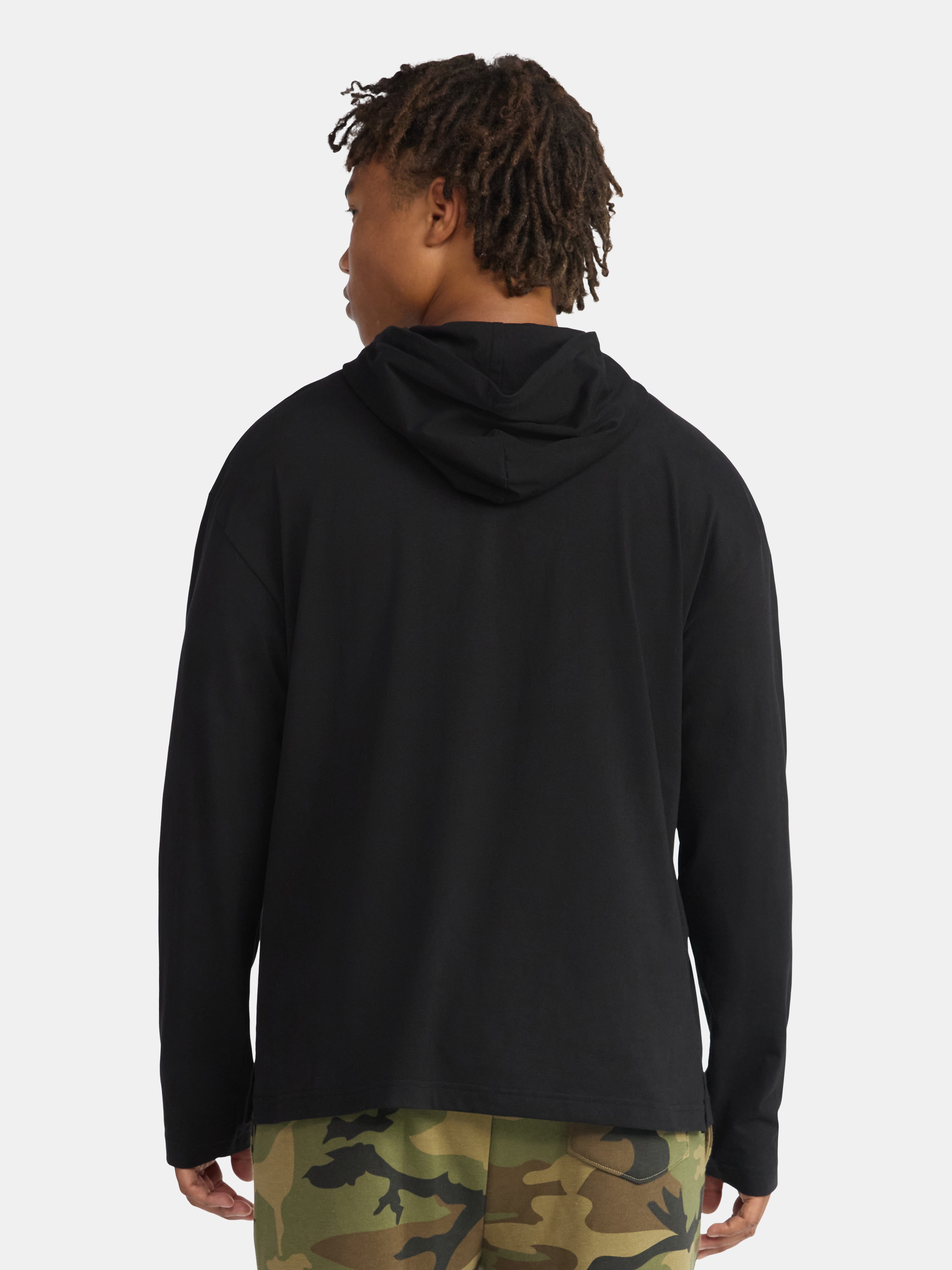 No Boundaries Men's & Big Men's Cotton Long Sleeve Jersey Tee Shirt Hoodie, Sizes XS-5XL