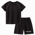 thumbnail image 4 of TOWED22 Boys 2 Piece Summer Outfits Short Sleeve Tshirts and Elastic Waist Shorts Casual Athletic Sets Black,3-4 Y, 4 of 4